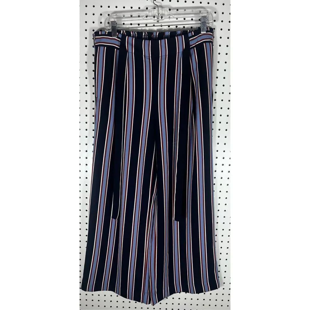Ann Taylor factory striped wide leg belted pants size M
